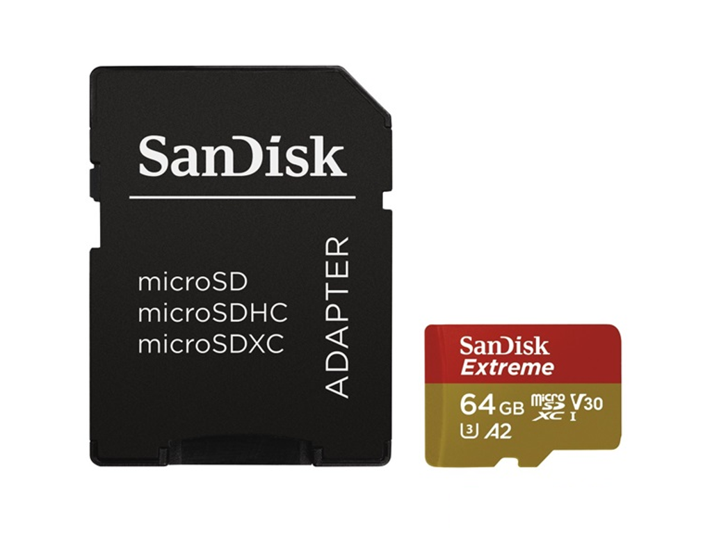 Sandisk 64GB SD micro (SDXC Class 10 UHS-I U3) Extreme memória kártya adapterrel akciós termékkép 1