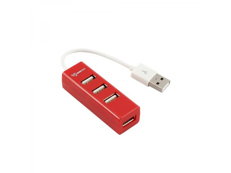 Sbox H-204 Piros 4 portos USB Hub akciós termékkép 1