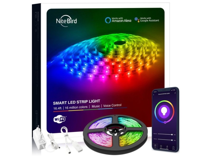 NITEBIRD SL2 Smart Wi-Fi-s RGB LED szalag 5m, zene és APP vezérléssel akciós termékkép 1