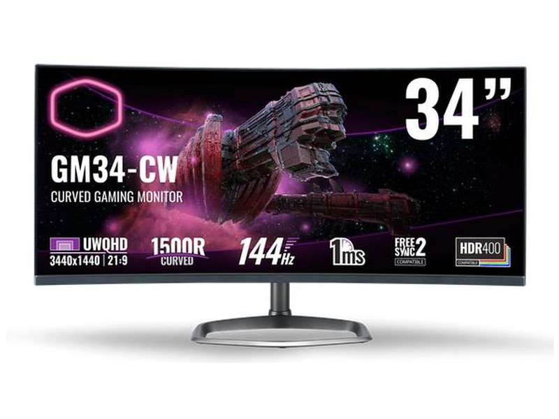 Cooler Master GM34-CW - 34 colos Ívelt kijelzős 144Hz-es UWQHD VA Fekete Gamer monitor akciós termékkép 1
