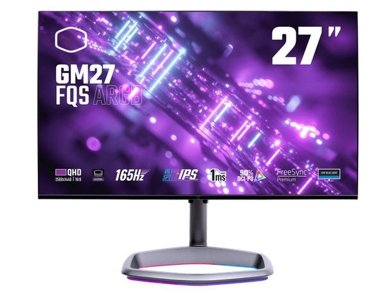 Cooler Master GM27-FQS ARGB - 27 colos QHD IPS PIVOT AMD FREESYNC PREMIUM Szürke Gamer monitor akciós termékkép 1