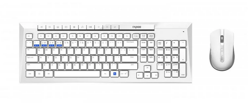 Rapoo 8200M Bluetooth vezeték nélküli billentyűzet + egér (Fehér) akciós termékkép 1